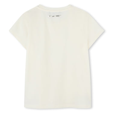 KARL LAGERFELD Playera para niña, hueso print choupette al frante dorado